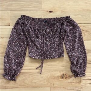 Papaya Floral Off Shoulder Long Sleeve Size S